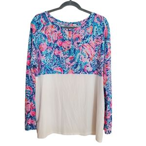 Lilly Pulitzer Finn Top Multi Treasure Trove Long Sleeve L